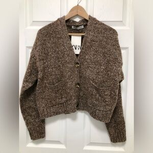 NWT Women Brown button up Sweater Size Medium
